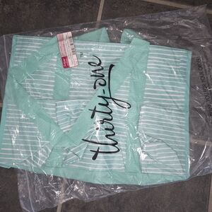 thirty-one zip top organizing tote in miami stripe